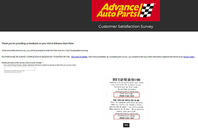 AdvanceAutoParts.com/Survey
