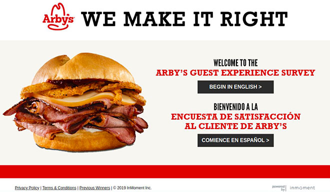 www.arbys.com/feedback survey