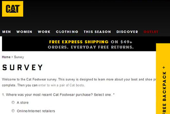 www.catfootwear.com us survey