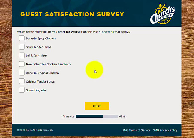 www.churchschicken.com survey