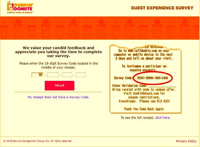 www.dunkindonuts.com survey