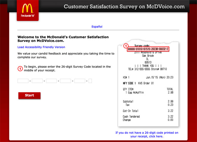 www.mcdvoice.com within 7 days survey