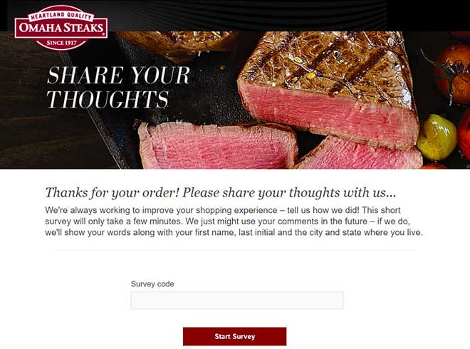 www.omahasteaks.com share survey