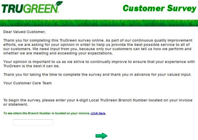 www.trugreen.com take survey