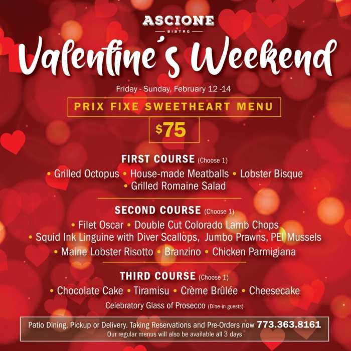 Special valentine menu menus offer valentines restaurants park hyde bistro weekend street offering ascione Valentine's day restaurant specials near me