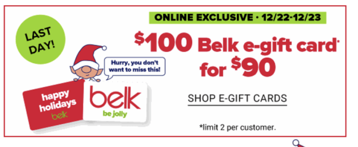 Is belk giving away gift cards on black friday