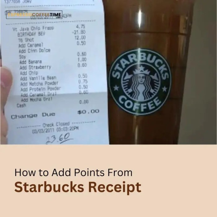 Starbucks rewards Can i add starbucks points from receipt