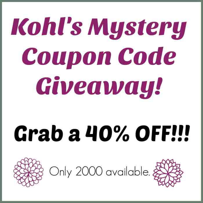Savings mystery kohl coupons coupon
